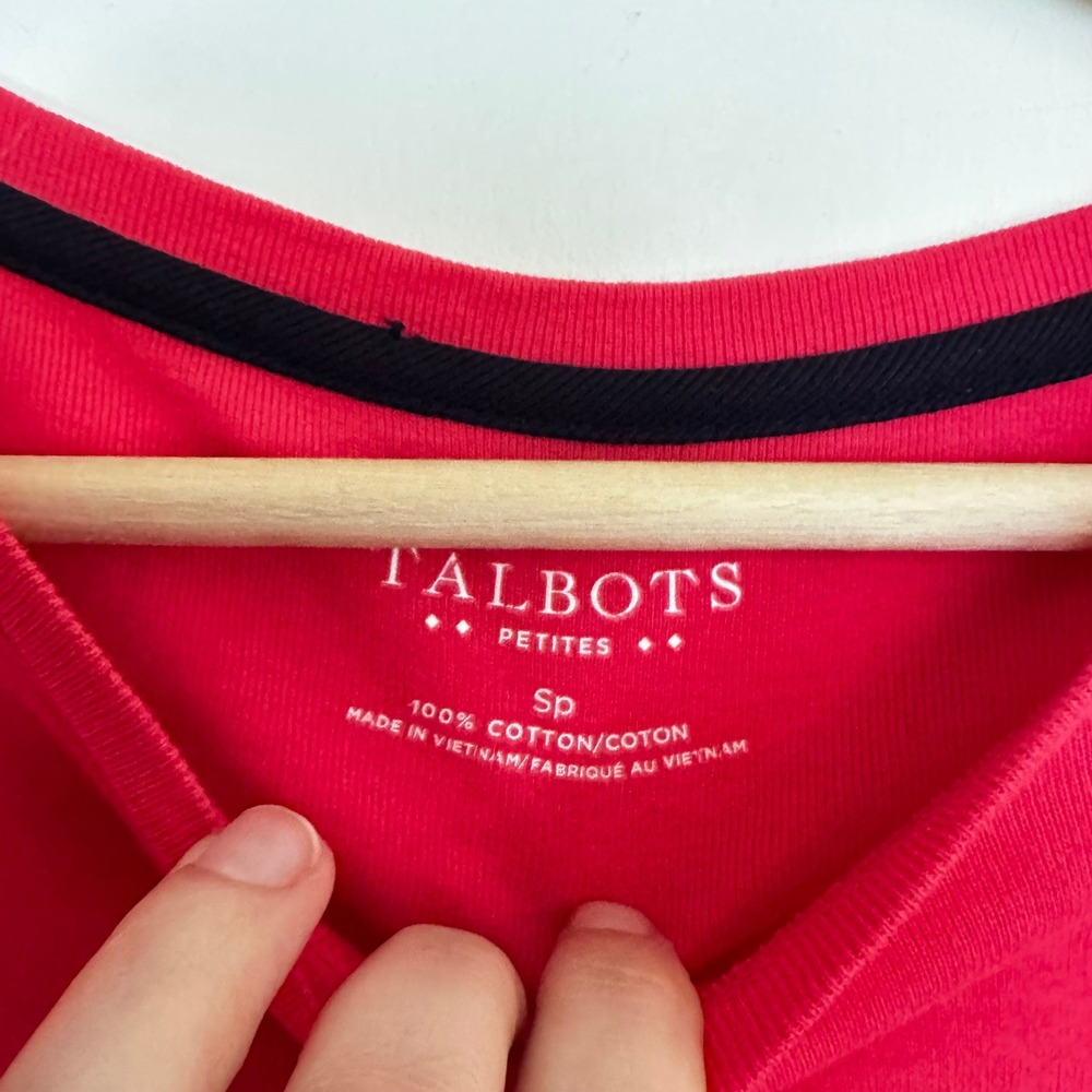Talbots Pink Watermelon Long Sleeve Tee Shirt PS Preppy Polished 100% Cotton - Picture 3 of 7